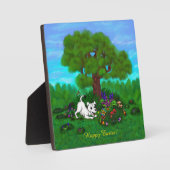 Plaque Photo Pâques - Chiot Capo et Papillon (Recto)