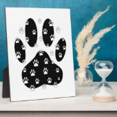 Plaque Photo Paquets blancs sur l'Empreinte de patte noir (Côté)