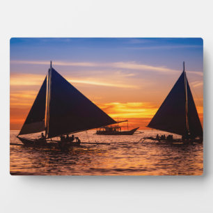 Plaque Photo Paraw Navigation Au Coucher Du Soleil Phillipines