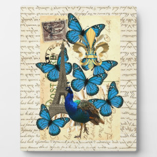 Plaque Photo Paris, paon et papillons