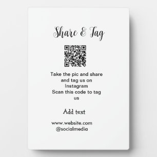 Plaque Photo Partager et marquer sur Instagram scan QR ajouter 