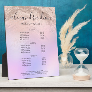 Plaque Photo parties scintillant d'or rose maquillage de marbre