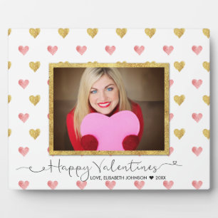 Plaque Photo Parties scintillant du jour de Valentines - Script
