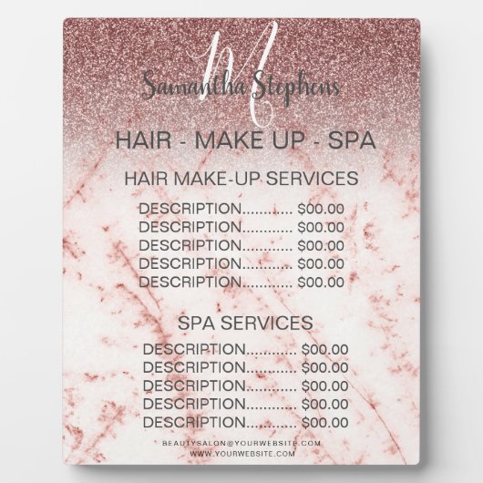 Plaque Photo Parties scintillant en marbre rose foncé Cheveux S (Devant)