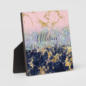 Plaque Photo Parties scintillant et marbre personnalisé (Recto)