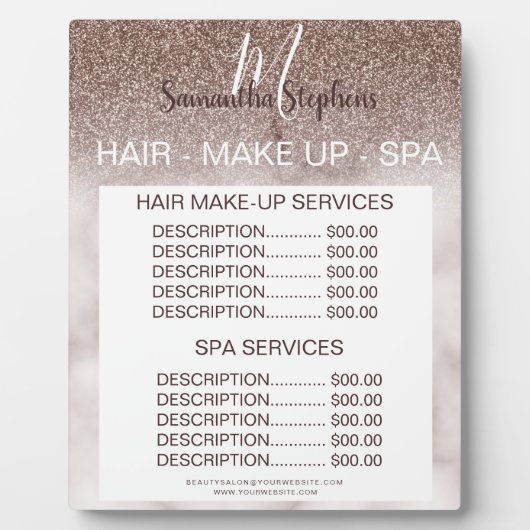 Plaque Photo Parties scintillant violet Marbré cheveux SPA Salo (Devant)