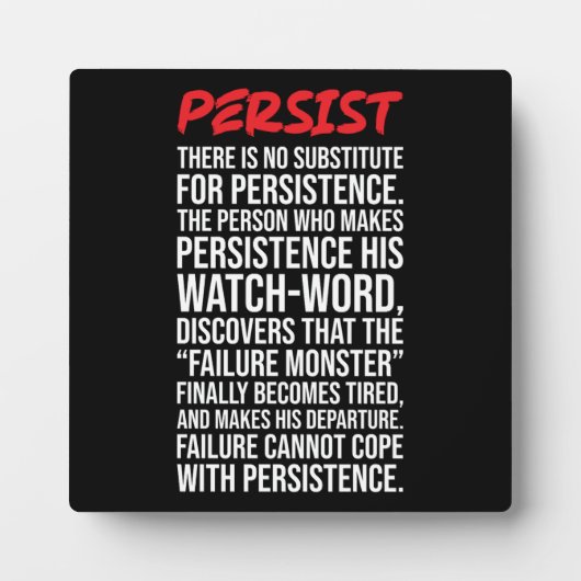 Plaque Photo Pas De Substitut Pour Persistance - Gym, Hustle (Devant)