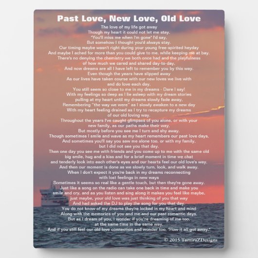 Plaque Photo Past Love New Love Old Love Poem Ocean Ship (Devant)