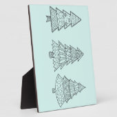 Plaque Photo pastel bleu glacé élégant sapins de Noël (Côté)