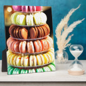 Plaque Photo Pastel Rainbow empilé Français Macaron Cookies (Côté)