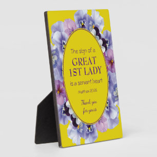 Plaque Photo Pastor Appreciation 1ST LADY Floral Thank You