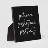 Plaque Photo Patience, Persistance, Positivité - Motivationnel (Recto)
