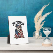 Plaque Photo Patriotic Bulldog 'Merica Vintage Vector Shirt Des (Côté)