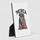 Plaque Photo Patriotic Bulldog 'Merica Vintage Vector Shirt Des (Côté)