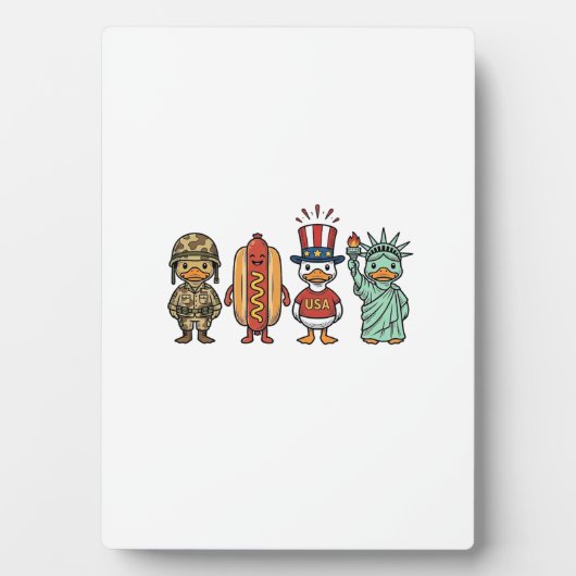 Plaque Photo Patriotic Duck and Hot Dog Vintage Vector Shirt_1 (Devant)