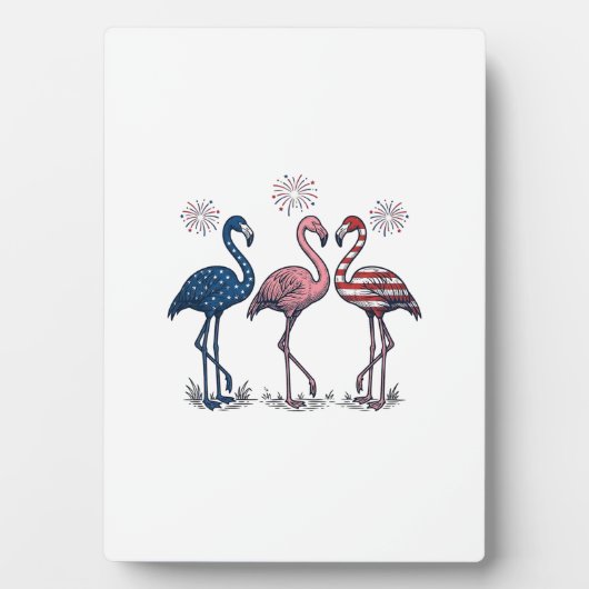 Plaque Photo Patriotic Flamingo Trio Vintage Engraving Design_1 (Devant)