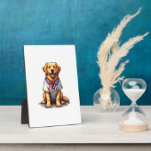 Plaque Photo Patriotic Golden Dog Vintage Engraving Shirt 2 (Côté)