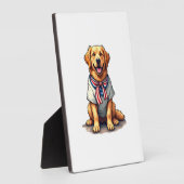 Plaque Photo Patriotic Golden Dog Vintage Engraving Shirt 2 (Côté)