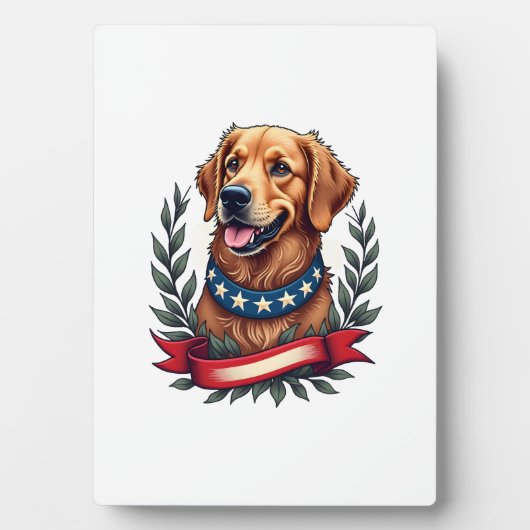 Plaque Photo Patriotic Golden Retriever Americana Art Tee 2 (Devant)