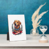 Plaque Photo Patriotic Golden Retriever Americana Art Tee 2 (Côté)