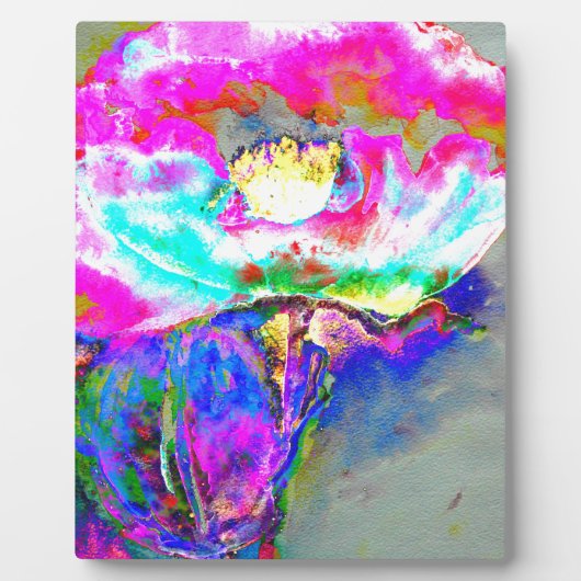 Plaque Photo Pavot rose, aquarelle peinture florale (Devant)