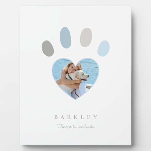 Plaque Photo Paw Prints sur nos cœurs Photo Mémorial Blanc (Devant)