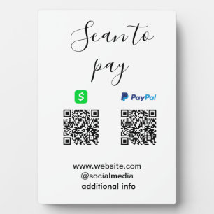 Plaque Photo Paypal Cashapp scan pour payer QR ajoutez le nom d