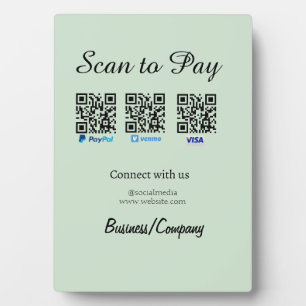 Plaque Photo paypal venmo carte visa scan pour payer QR médias