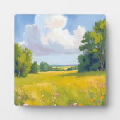 Plaque Photo Paysage de prairie verte luxuriante (Devant)