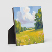 Plaque Photo Paysage de prairie verte luxuriante (Recto)