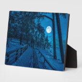 Plaque Photo Paysage d'hiver avec pinède enneigée (Côté)