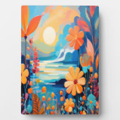 Plaque Photo Paysage floral au coucher du soleil Art de la natu (Devant)