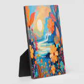 Plaque Photo Paysage floral au coucher du soleil Art de la natu (Côté)