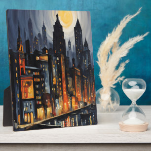 Plaque Photo Paysage Urbain Moderne de Nuit – Toits de la Ville