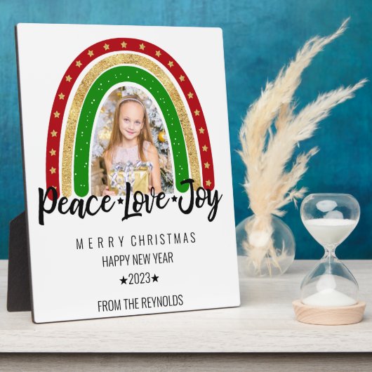 Plaque Photo Peace Loy Joyeux Noël Rainbow Photo (Côté)