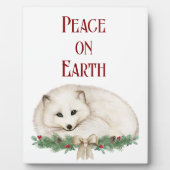 Plaque Photo Peace on Earth White Fox Holiday Tablett (Devant)