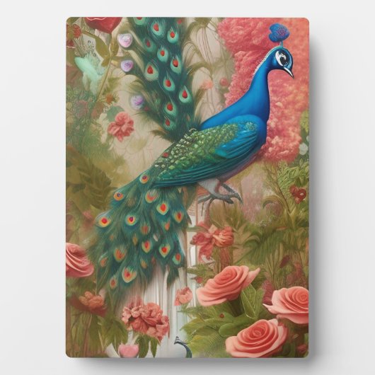 Plaque Photo Peacock en Apricot Jardin Rose (Devant)