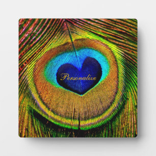 Plaque Photo Peacock Plumes OEil d'amour avec le nom