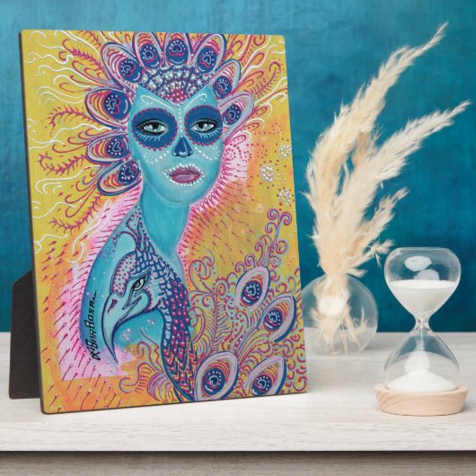 Plaque Photo Peacock Sugar Crâne Art (Côté)