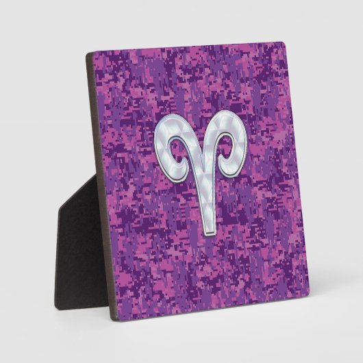 Plaque Photo Pearl Like Aries Zodiac Sign on Camo numérique (Recto)