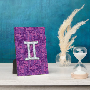 Plaque Photo Pearl Like Gemini Zodiac Sign on Digital Camo