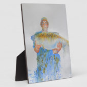 Plaque Photo Pêcheur peinture d'aquarelle cadeau de pêche pour  (Côté)