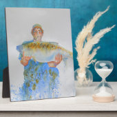 Plaque Photo Pêcheur peinture d'aquarelle cadeau de pêche pour  (Côté)