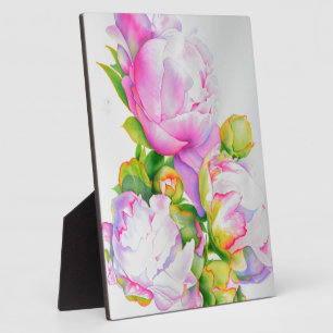 Plaque Photo Peinture à l'aquarelle florale blanche rose élégan