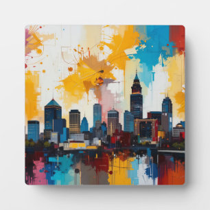 Plaque Photo peinture abstraite de la skyline d'Atlanta, Géorgi