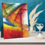 Plaque Photo peinture abstraite rouge jaune vert bleu (Côté)