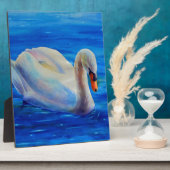 Plaque Photo Peinture d'aquarelle de cygne blanc, sauvagine, oi (Côté)