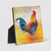 Plaque Photo Peinture d'Art numérique de coq coloré (Recto)