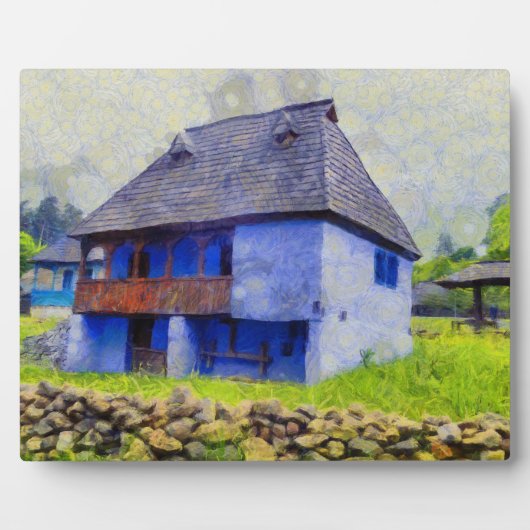 Plaque Photo Peinture de maison bleue (Devant)