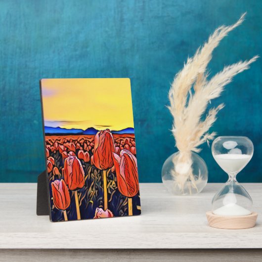 Plaque Photo Peinture de terrain de la tulipe rouge (Côté)